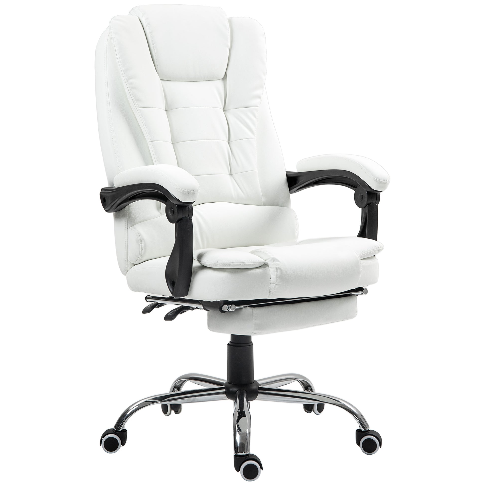 High Back Office Chair PU Leather White-DECOROLALA