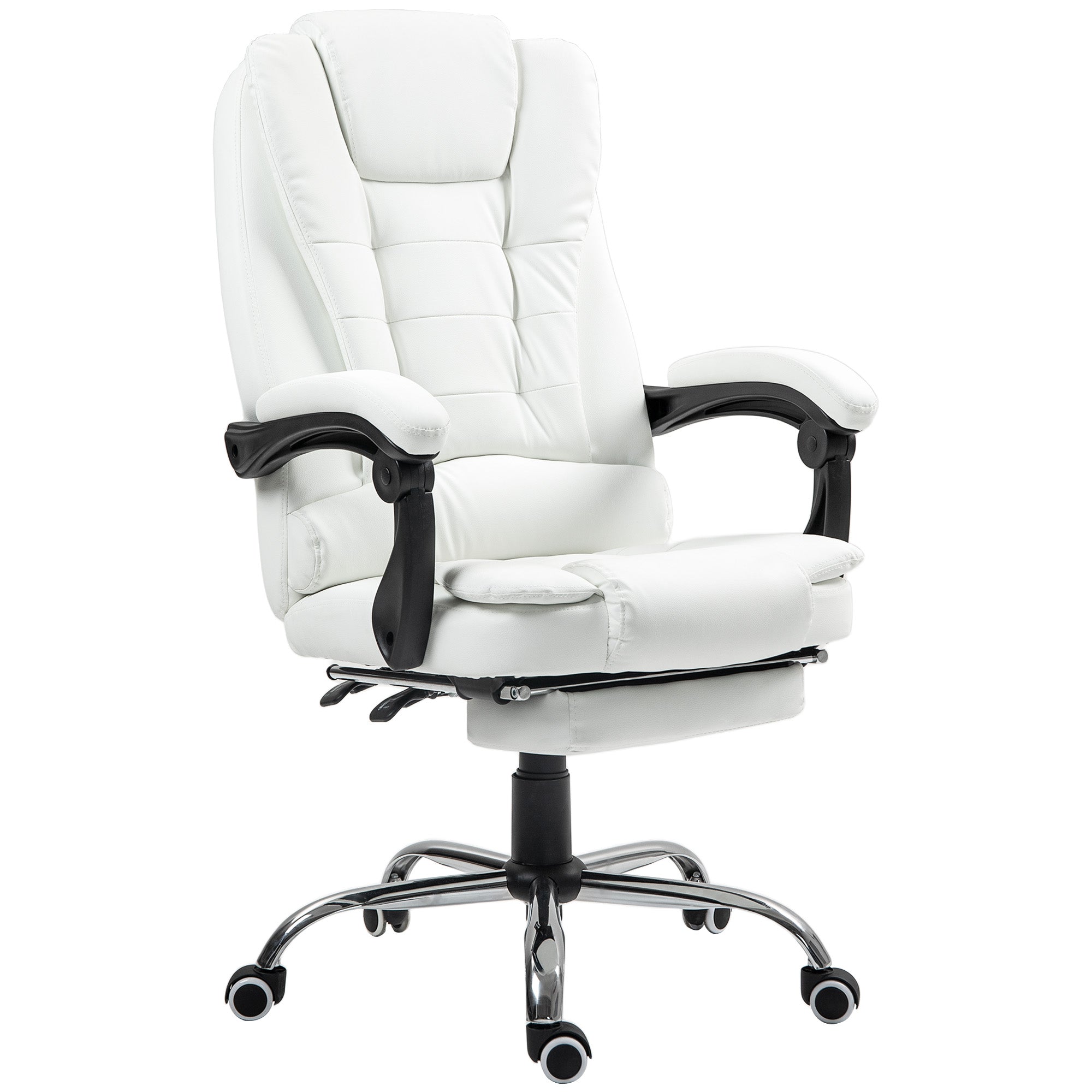 High Back Office Chair PU Leather White-DECOROLALA