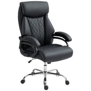 High Back PU Leather Office Chair - Black Spring Padding-DECOROLALA