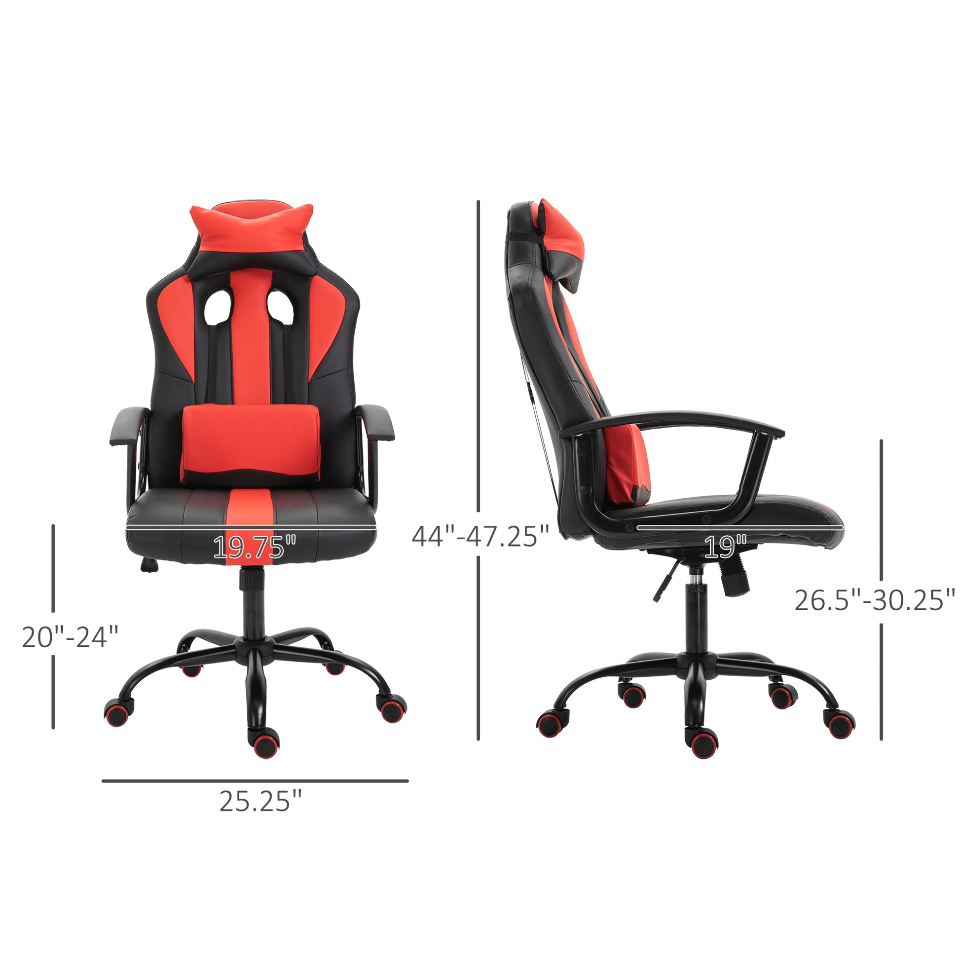 High Back Racing Style Gaming Chair - Red PU Leather-Office Products > Office Furniture > Office Chairs > Video Game Chairs-DECOROLALA