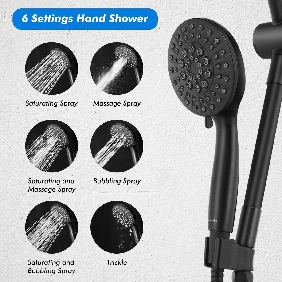 High Pressure Combo Handheld Shower Head-Black-Shower Systems-DECOROLALA