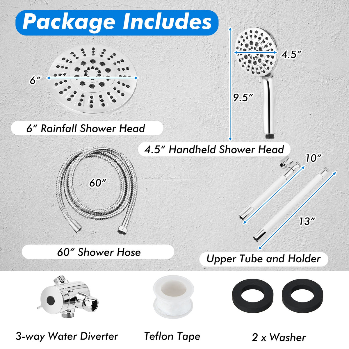 High Pressure Combo Handheld Shower Head-White-Shower Systems-DECOROLALA