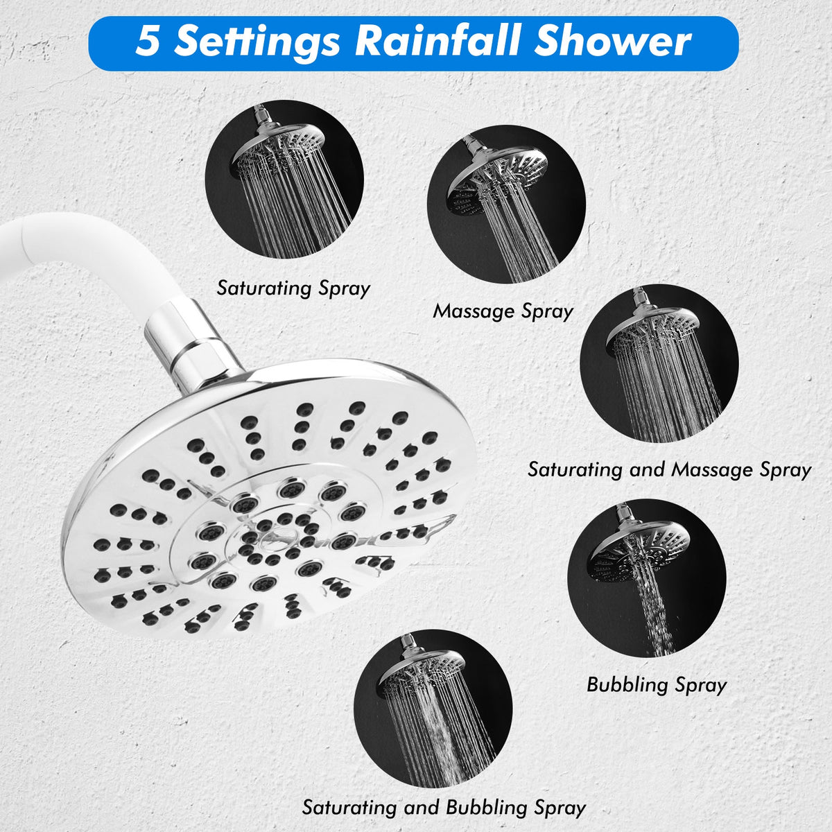 High Pressure Combo Handheld Shower Head-White-Shower Systems-DECOROLALA