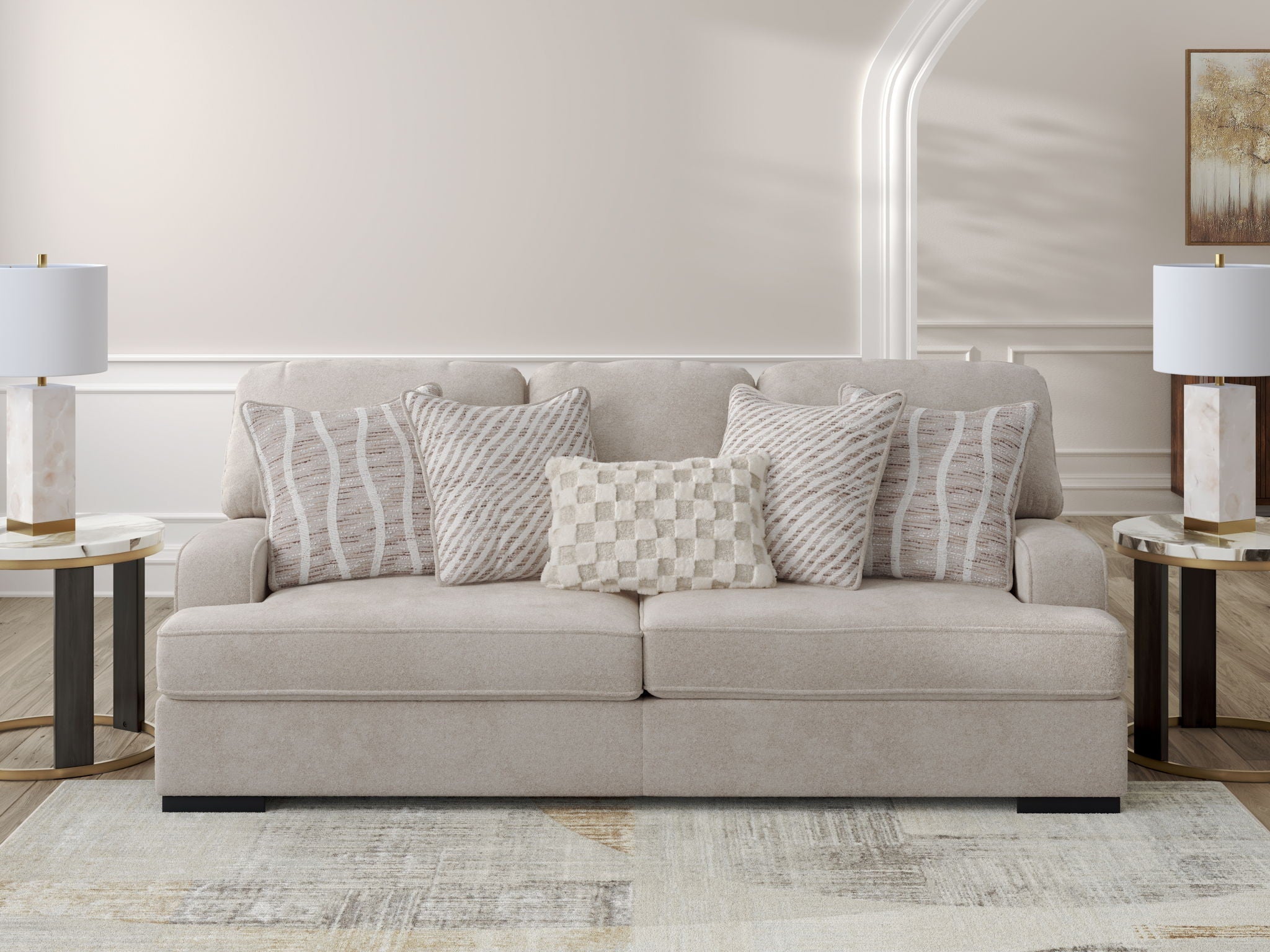 High Profile Sofa - Taupe 94"W-Stationary Sofas-DECOROLALA