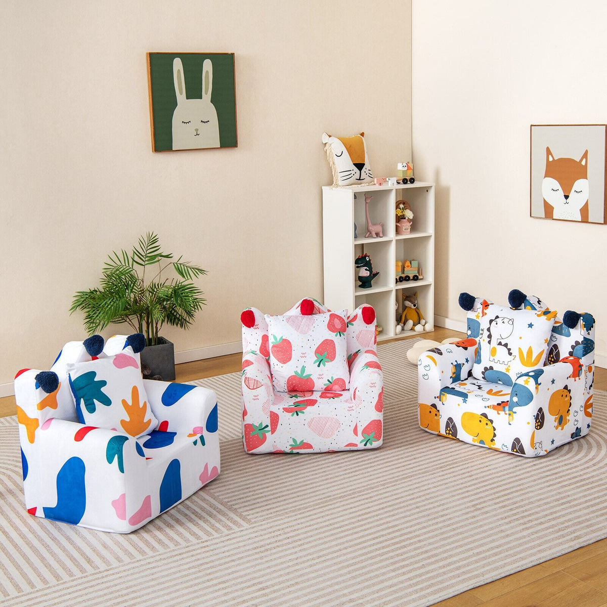 High-density Padding Kids Sofa with Armrest and Extra Pilow-Blue-Kids Chairs-DECOROLALA