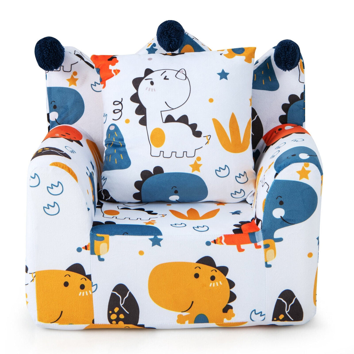 High-density Padding Kids Sofa with Armrest and Extra Pilow-Blue-Kids Chairs-DECOROLALA