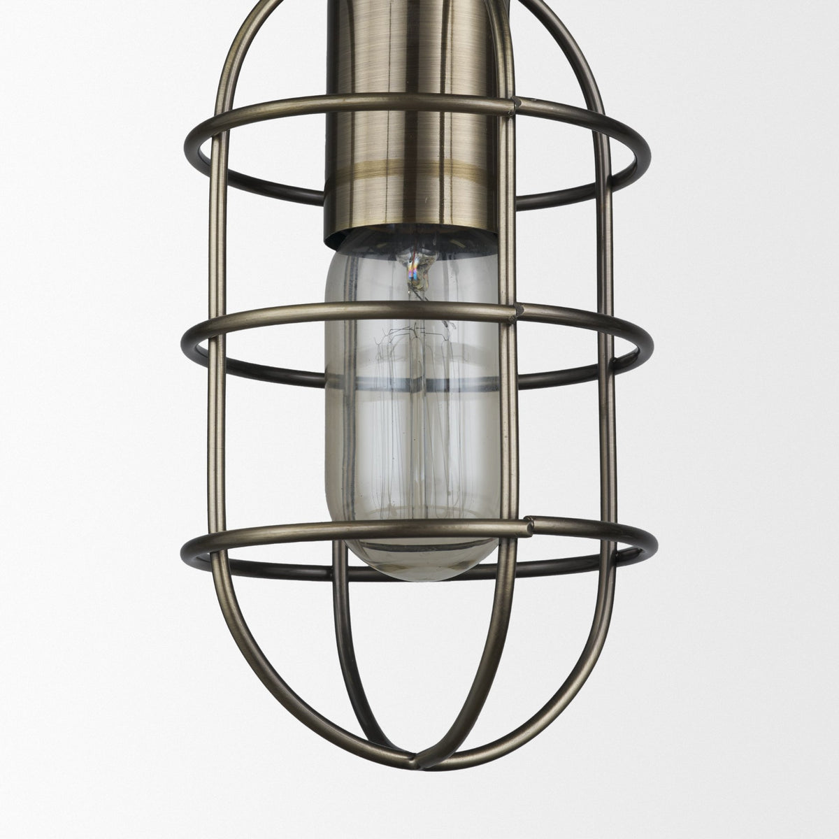 Hines I 4x8 Antiqued-Brass Metal Cage Pendant Light-Pendant Lighting-DECOROLALA