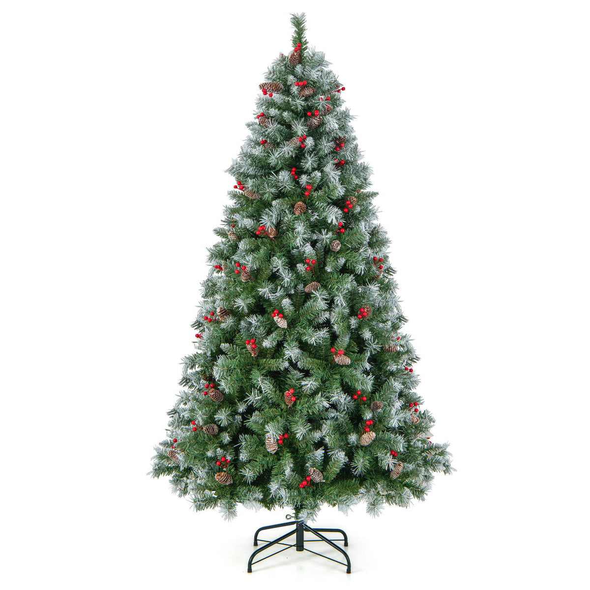 Hinged Christmas Tree with 450 PVC Branch Tips and 200 Warm White LED Lights-6.5 ft-Christmas Trees-DECOROLALA