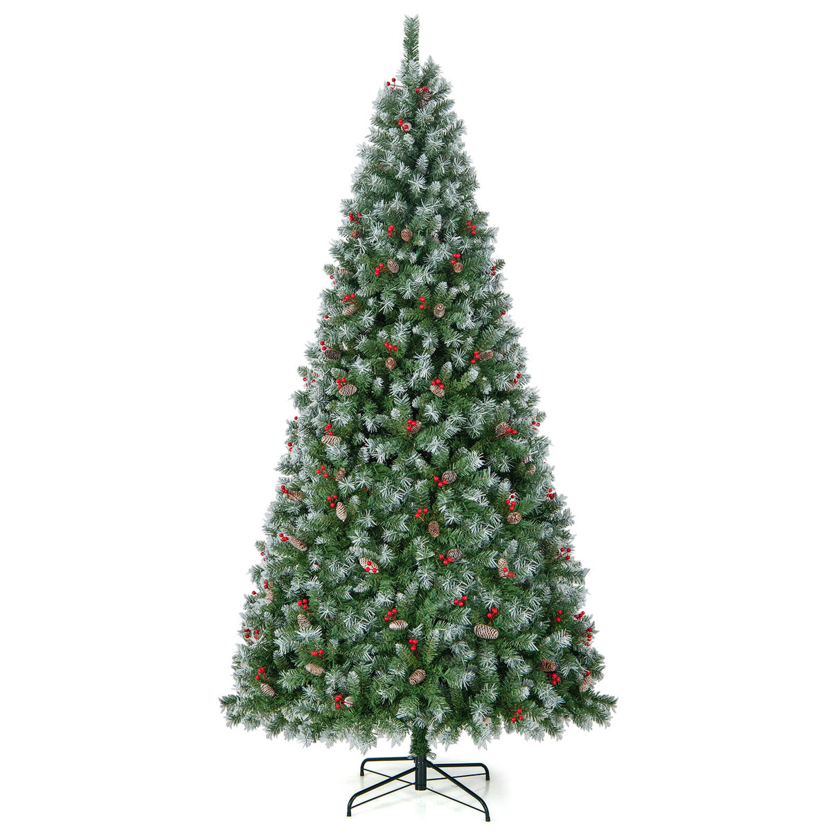 Hinged Christmas Tree with PVC Branch Tips and Warm White LED Lights-9 ft-Christmas Trees-DECOROLALA