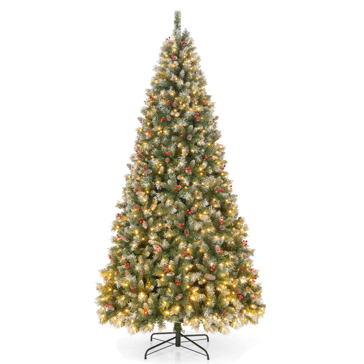 Hinged Christmas Tree with PVC Branch Tips and Warm White LED Lights-9 ft-Christmas Trees-DECOROLALA
