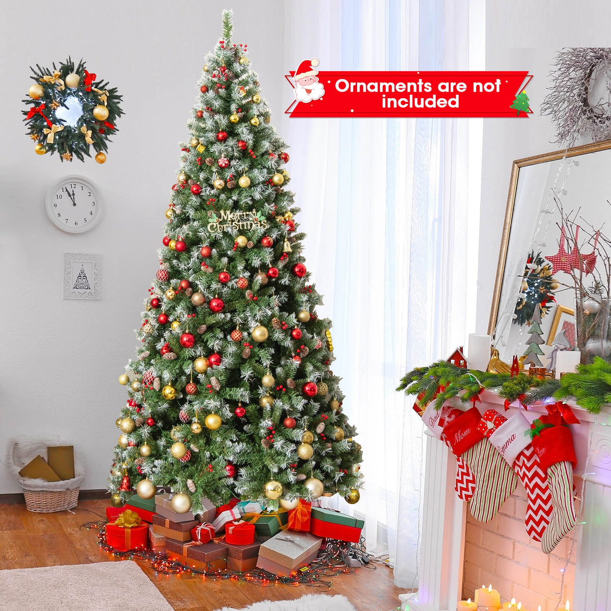 Hinged Christmas Tree with PVC Branch Tips and Warm White LED Lights-9 ft-Christmas Trees-DECOROLALA