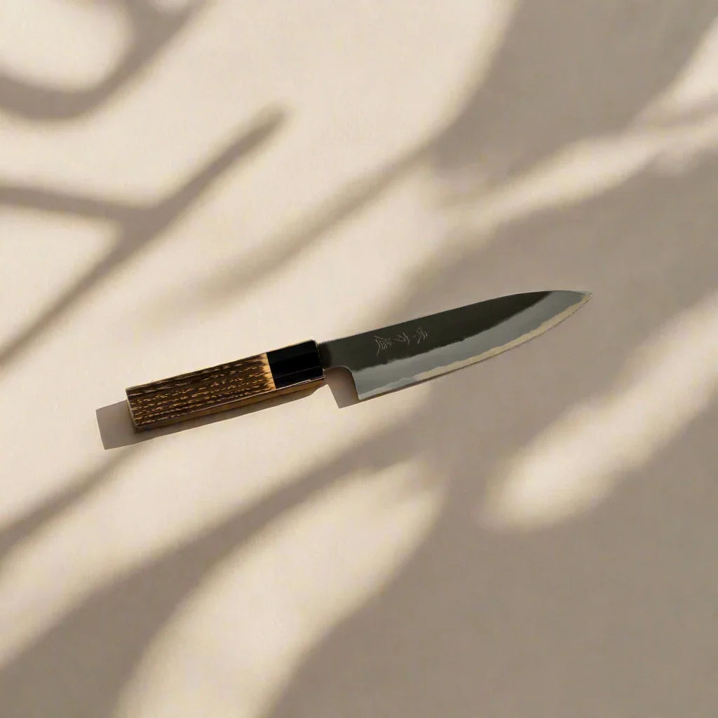 Hinoura Ajikataya 150mm Petty Knife  White #2  Kurouchi Finish-Petty Knife-DECOROLALA