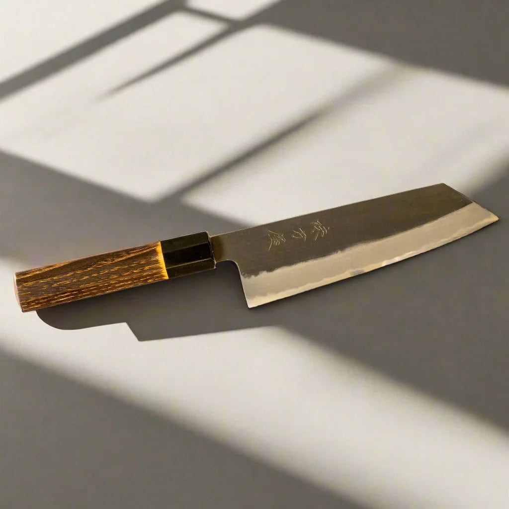 Hinoura Ajikataya 180mm Bunka Knife  White #2 | Kurouchi Finish-Santoku Knife-DECOROLALA