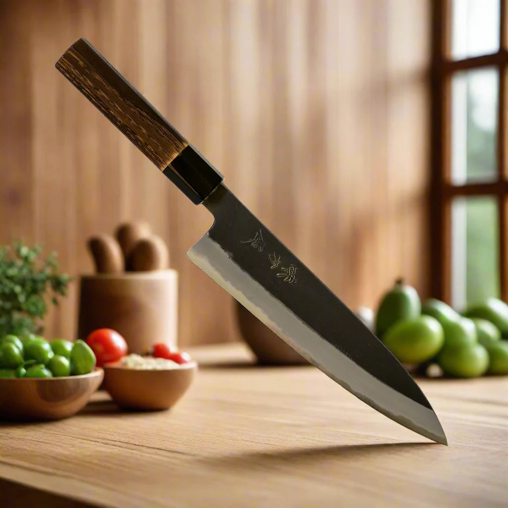 Hinoura Ajikataya 210mm Gyuto Knife  White #2 Carbon Steel | Kurouchi Finish-Gyuto-DECOROLALA