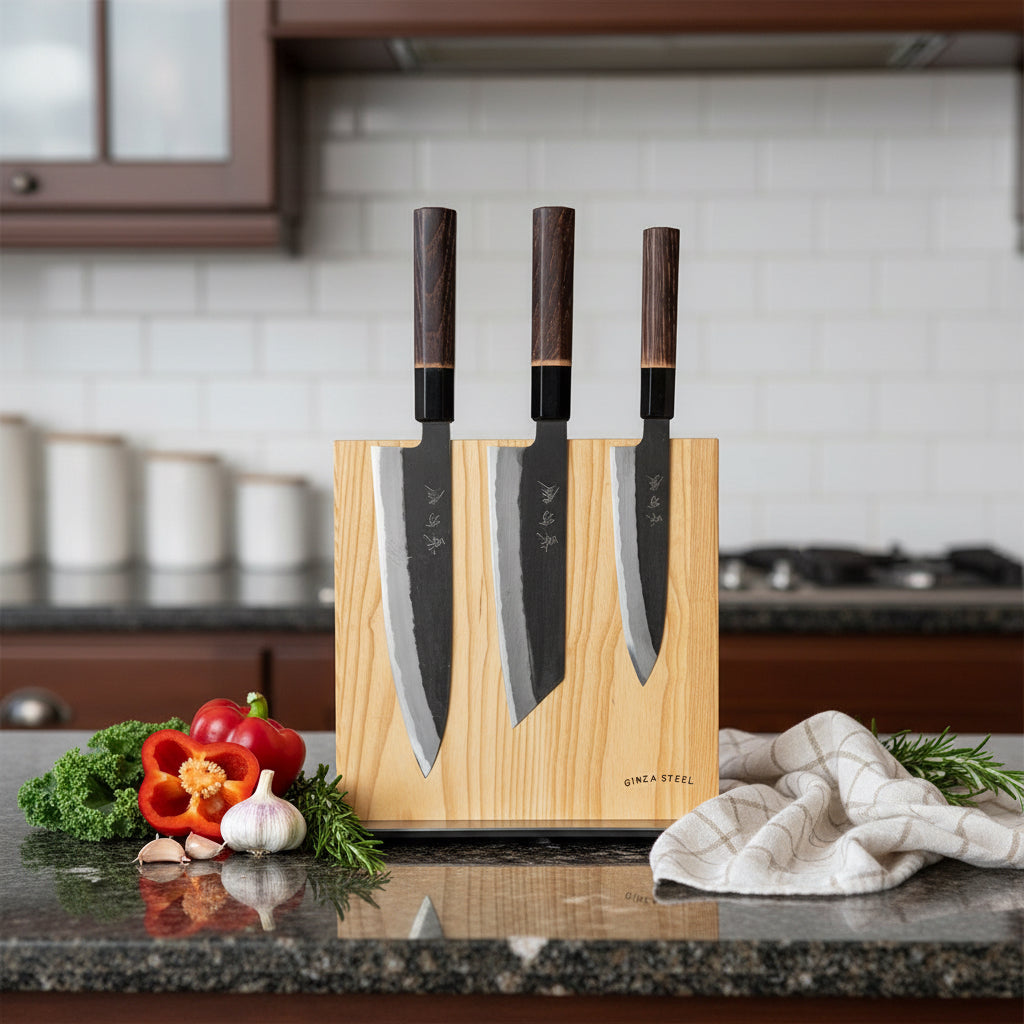 Hinoura Ajikataya Shirogami 4-Piece Japanese Knife Set | Ginza Steel-Knife Set-DECOROLALA