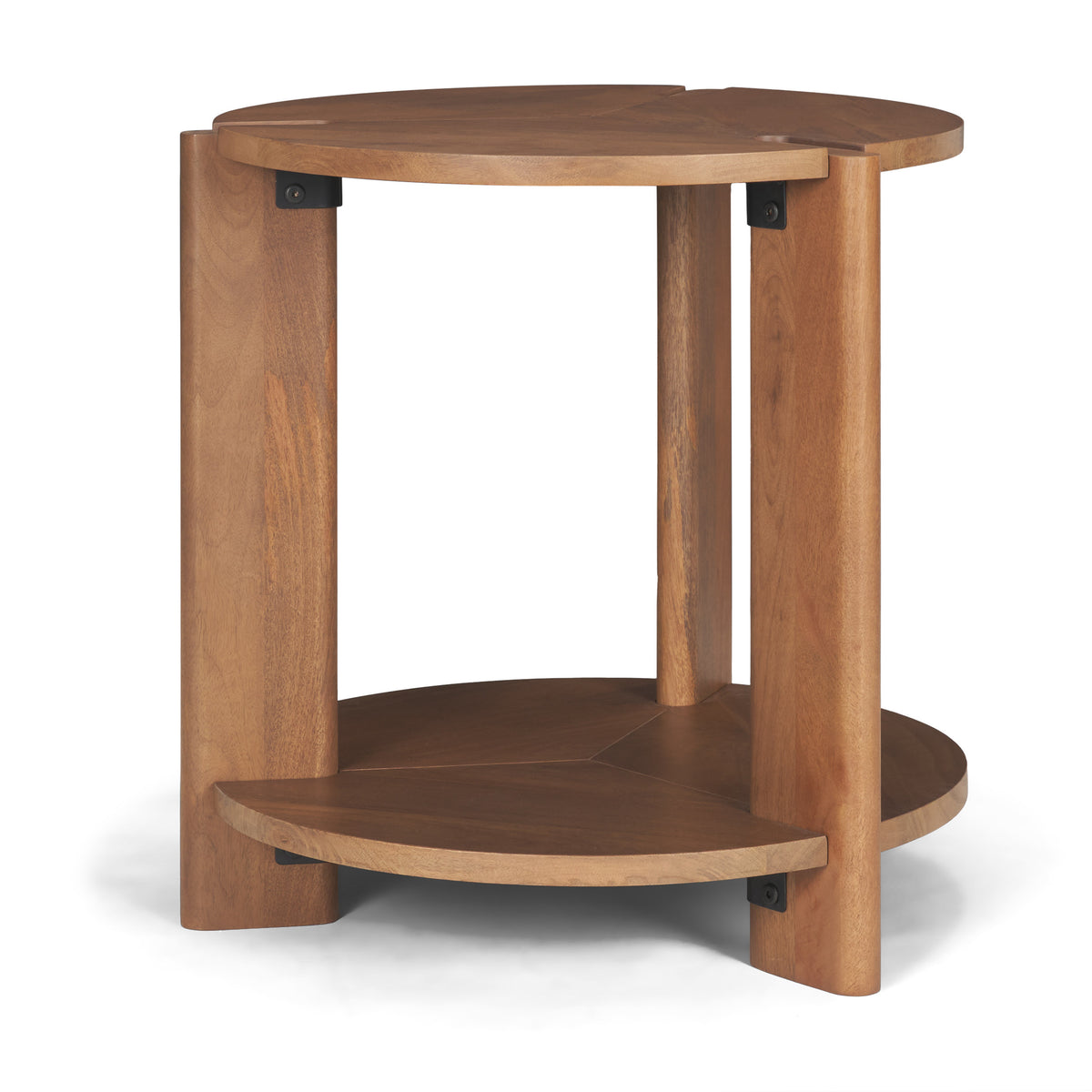 Hisako Mid Brown Open Round Accent Table-Accent Tables-DECOROLALA