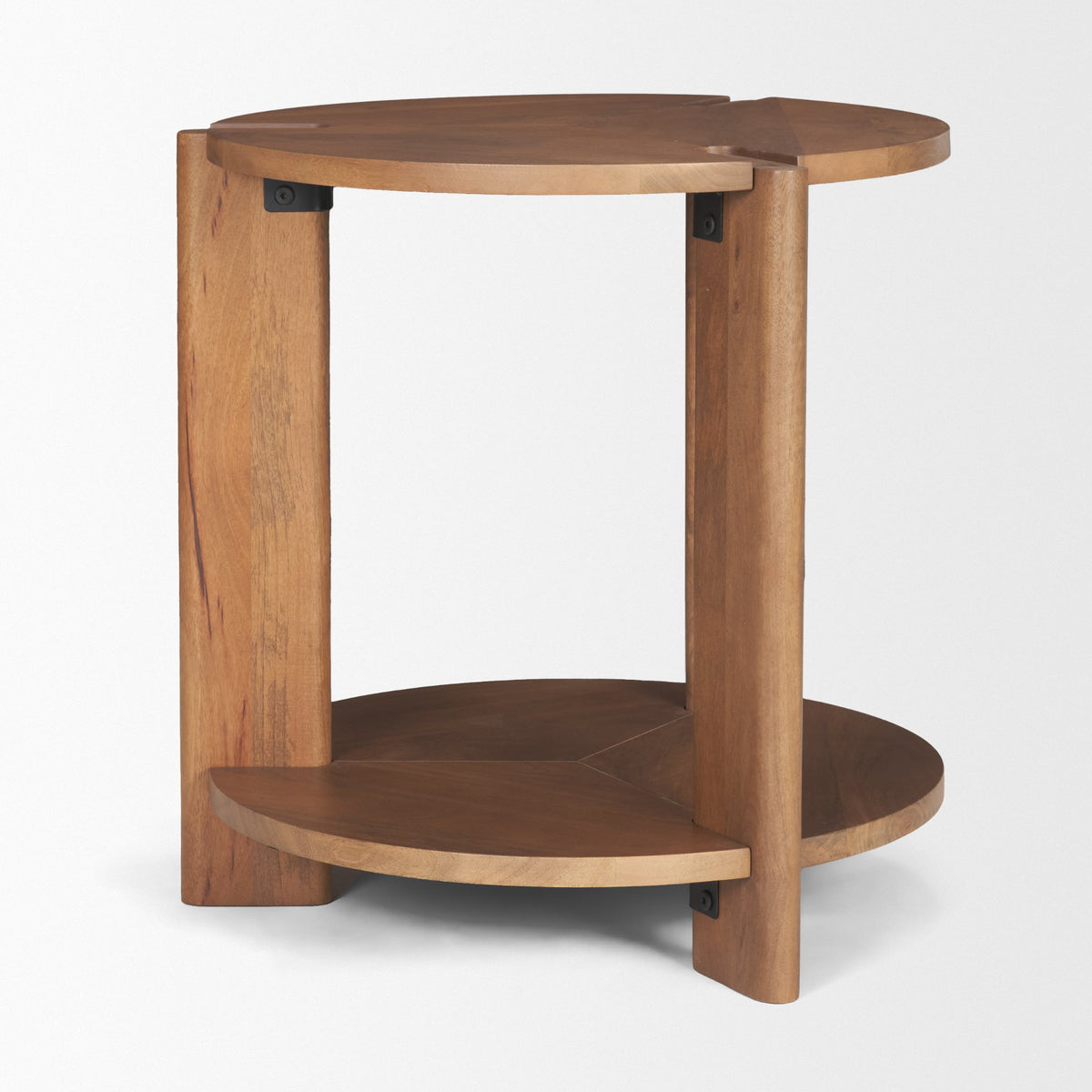 Hisako Mid Brown Open Round Accent Table-Accent Tables-DECOROLALA