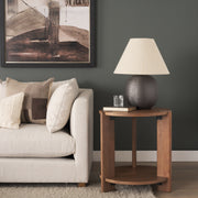 Hisako Mid Brown Open Round Accent Table-Accent Tables-DECOROLALA