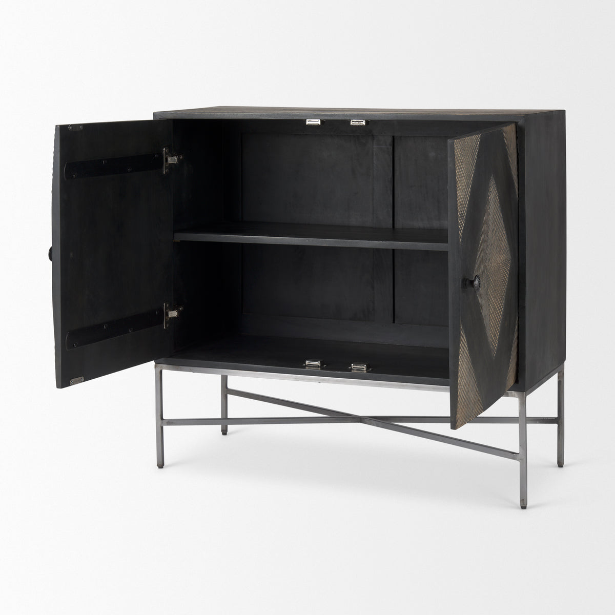 Hogarth 2 Door Dark Accent Cabinet - Mango Wood & Iron-Accent Cabinets & Chests-DECOROLALA