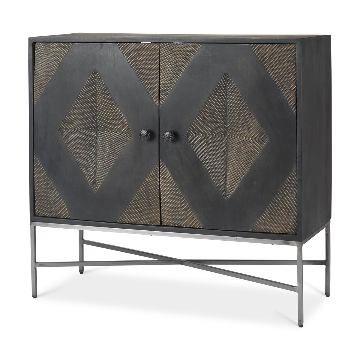 Hogarth 2 Door Dark Accent Cabinet - Mango Wood & Iron-Accent Cabinets & Chests-DECOROLALA