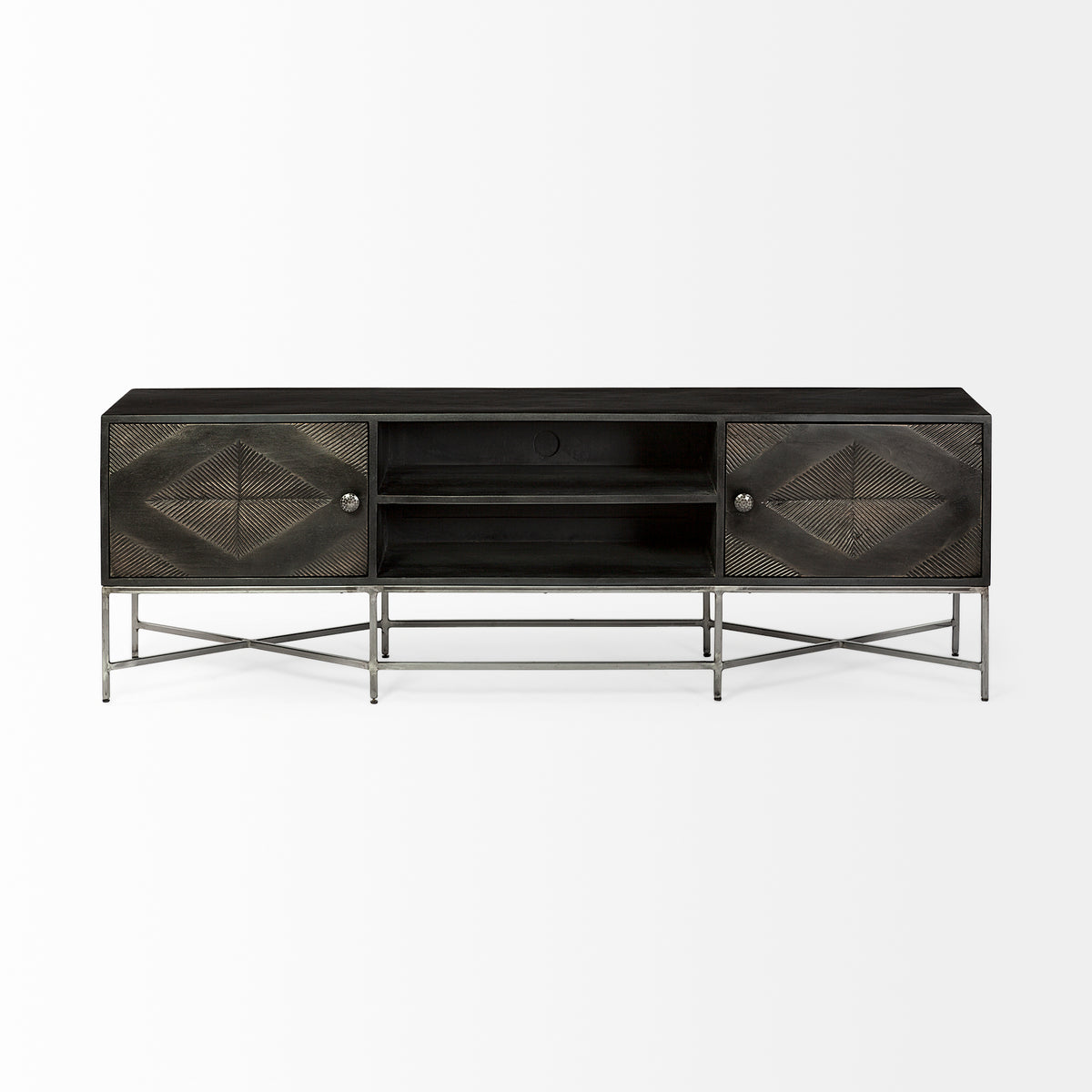 Hogarth I Dark Brown Solid Wood TV Stand Media Console with Storage, TV up to 81"-Media Console-DECOROLALA