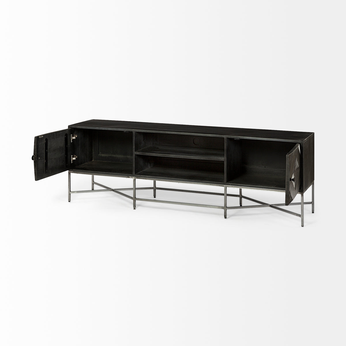 Hogarth I Dark Brown Solid Wood TV Stand Media Console with Storage, TV up to 81"-Media Console-DECOROLALA