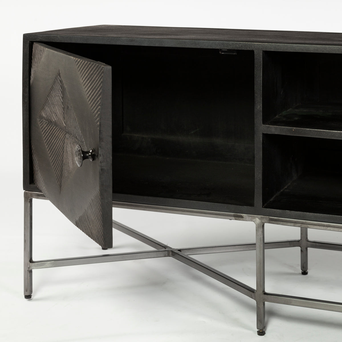 Hogarth I Dark Brown Solid Wood TV Stand Media Console with Storage, TV up to 81"-Media Console-DECOROLALA