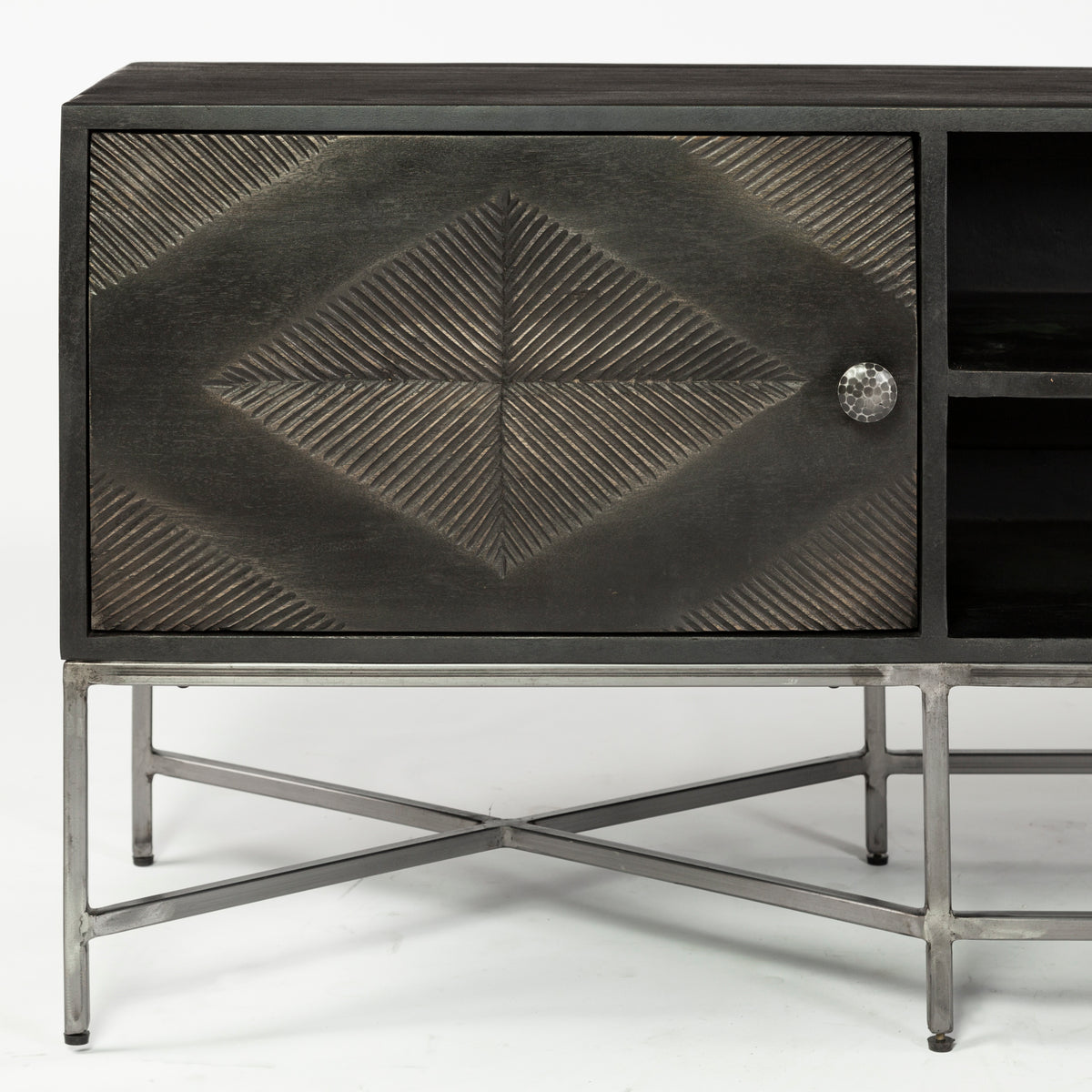 Hogarth I Dark Brown Solid Wood TV Stand Media Console with Storage, TV up to 81"-Media Console-DECOROLALA