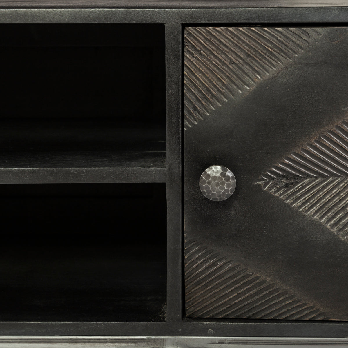 Hogarth I Dark Brown Solid Wood TV Stand Media Console with Storage, TV up to 81"-Media Console-DECOROLALA