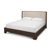 Holden Queen Upholstered Bedframe | Shelter Headboard | Oatmeal Performance Fabric-Bed Frame & Headboards-DECOROLALA