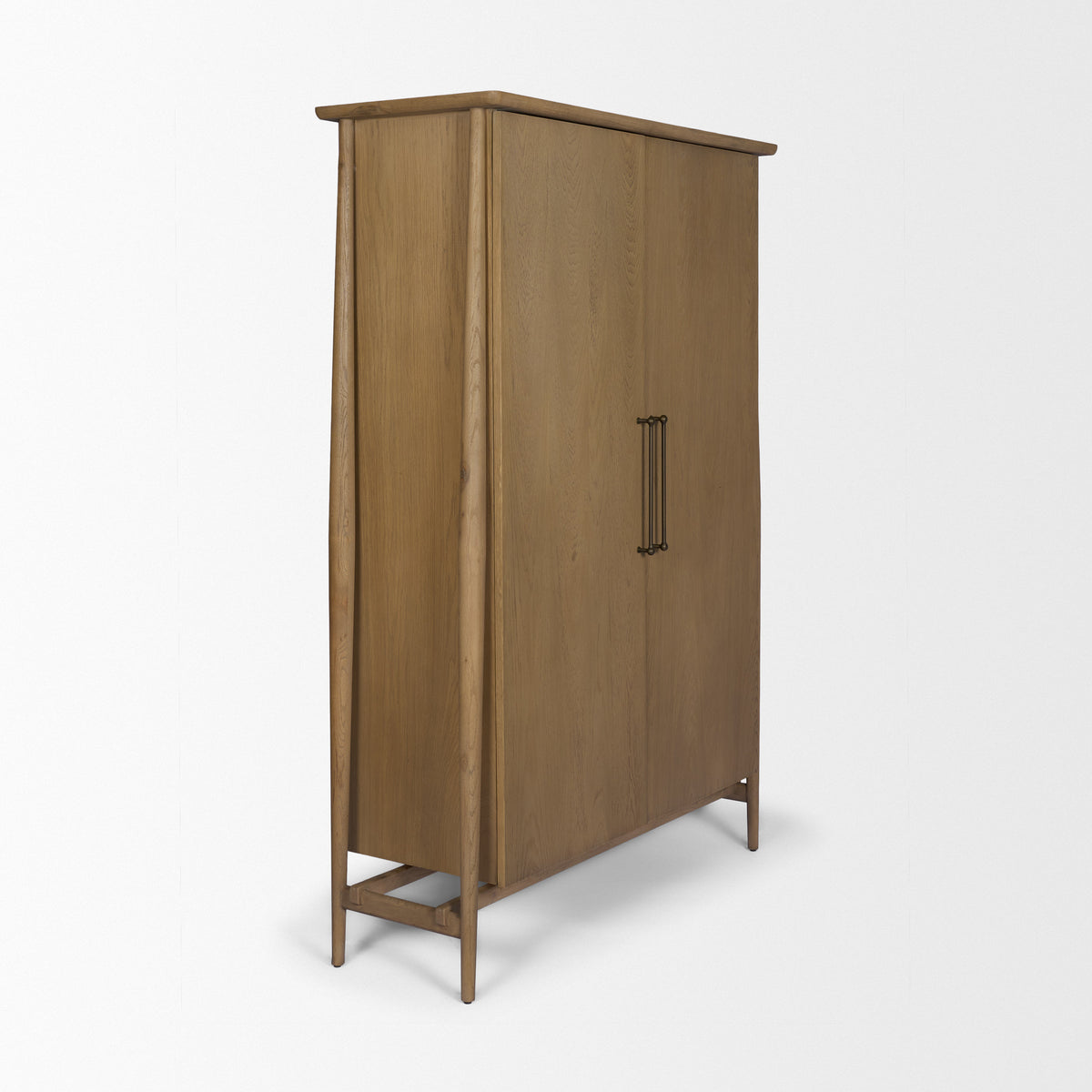 Hollis Gray-Brown Wood Curio Cabinet-Cabinets-DECOROLALA