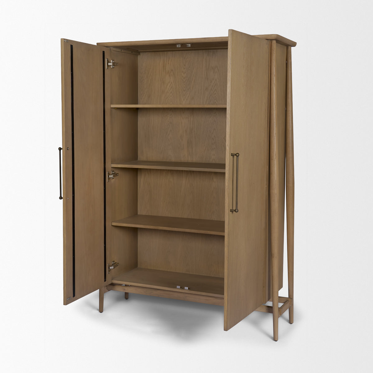 Hollis Gray-Brown Wood Curio Cabinet-Cabinets-DECOROLALA