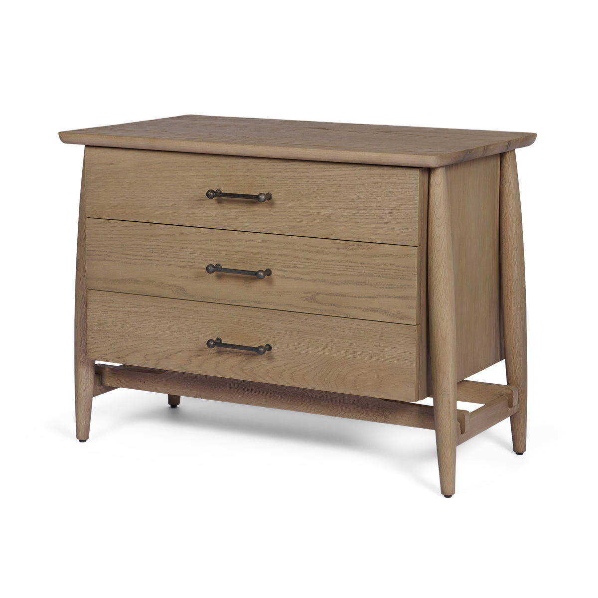 Hollis Nightstand - Gray-Brown Wood 3-Drawer-Accent Cabinets & Chests-DECOROLALA