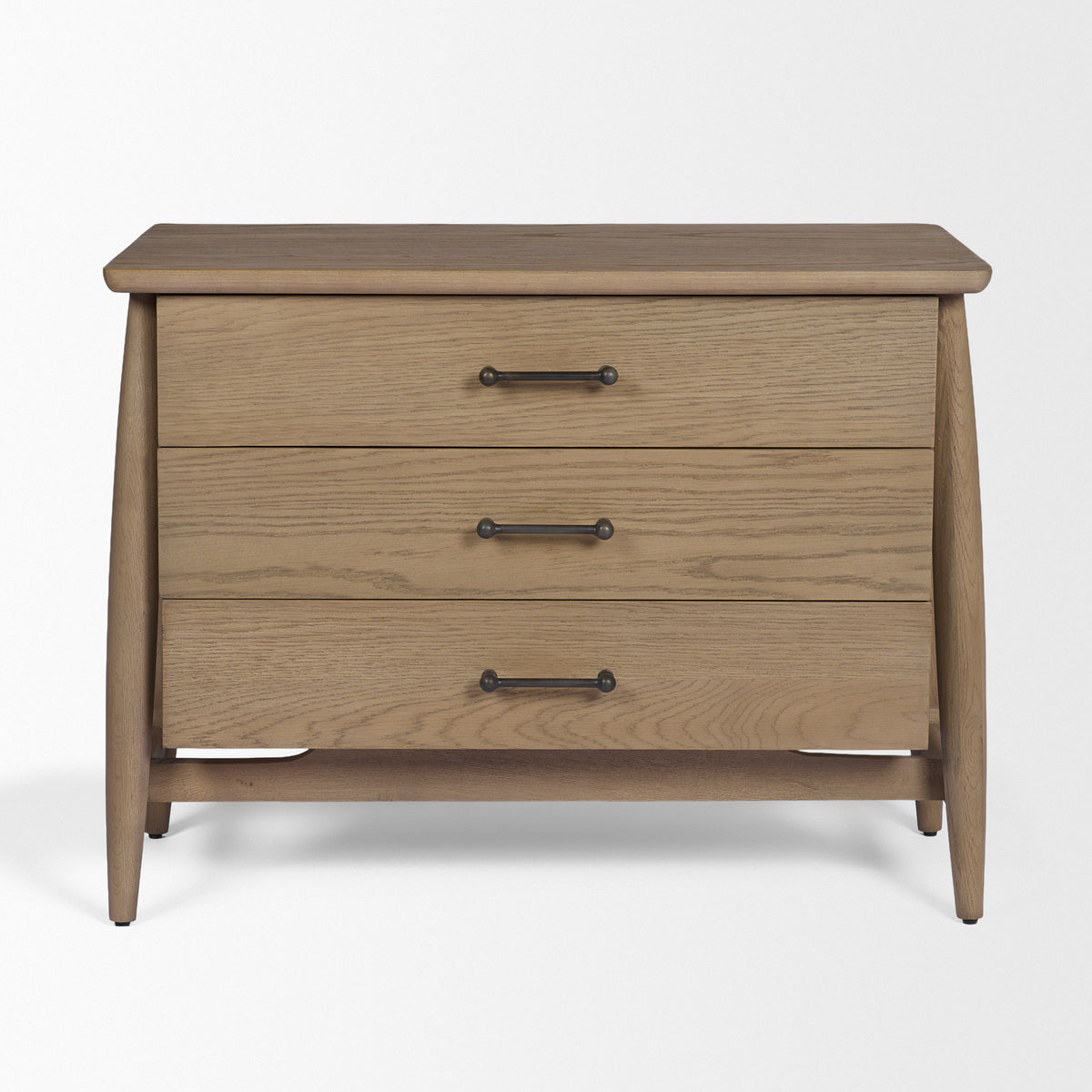 Hollis Nightstand - Gray-Brown Wood 3-Drawer-Accent Cabinets & Chests-DECOROLALA