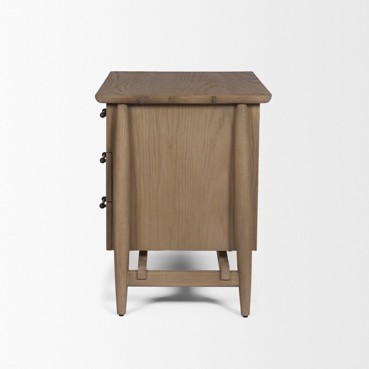 Hollis Nightstand - Gray-Brown Wood 3-Drawer-Accent Cabinets & Chests-DECOROLALA