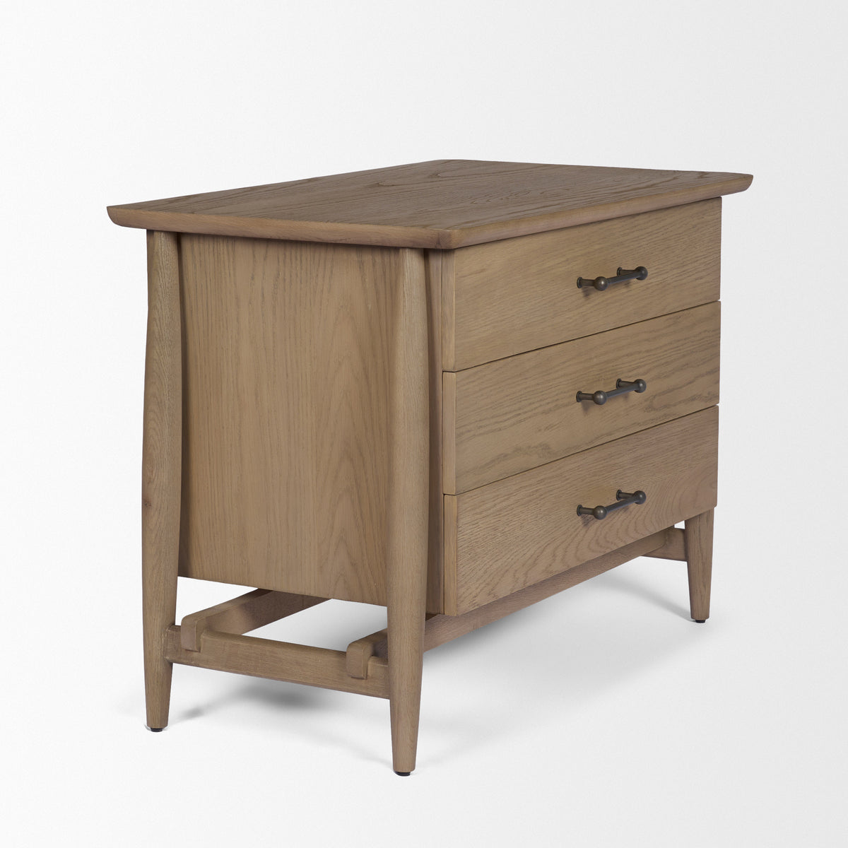Hollis Nightstand - Gray-Brown Wood 3-Drawer-Accent Cabinets & Chests-DECOROLALA