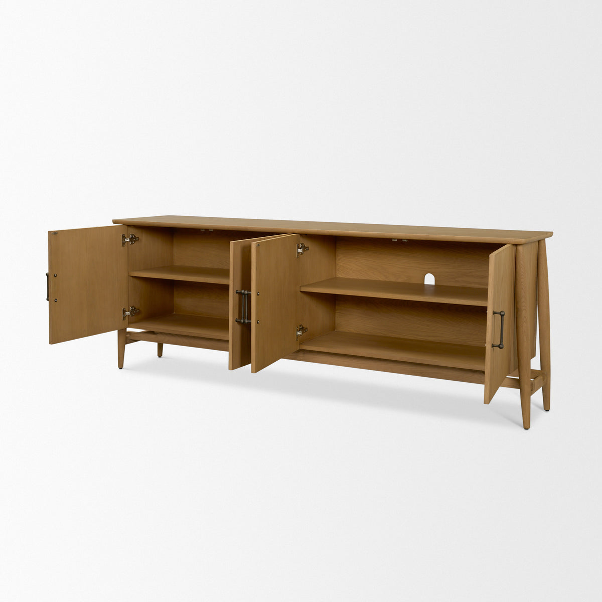 Hollis Warm Brown Wood 4-Door Closed Sideboard-Sideboards & Buffets-DECOROLALA