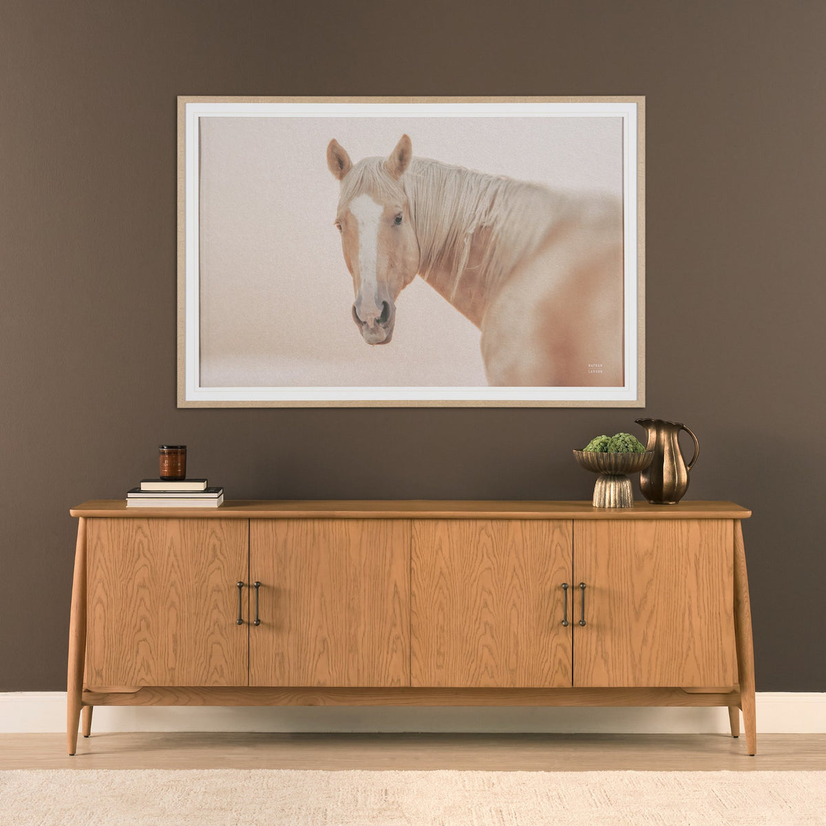 Hollis Warm Brown Wood 4-Door Sideboard-Sideboards & Buffets-DECOROLALA