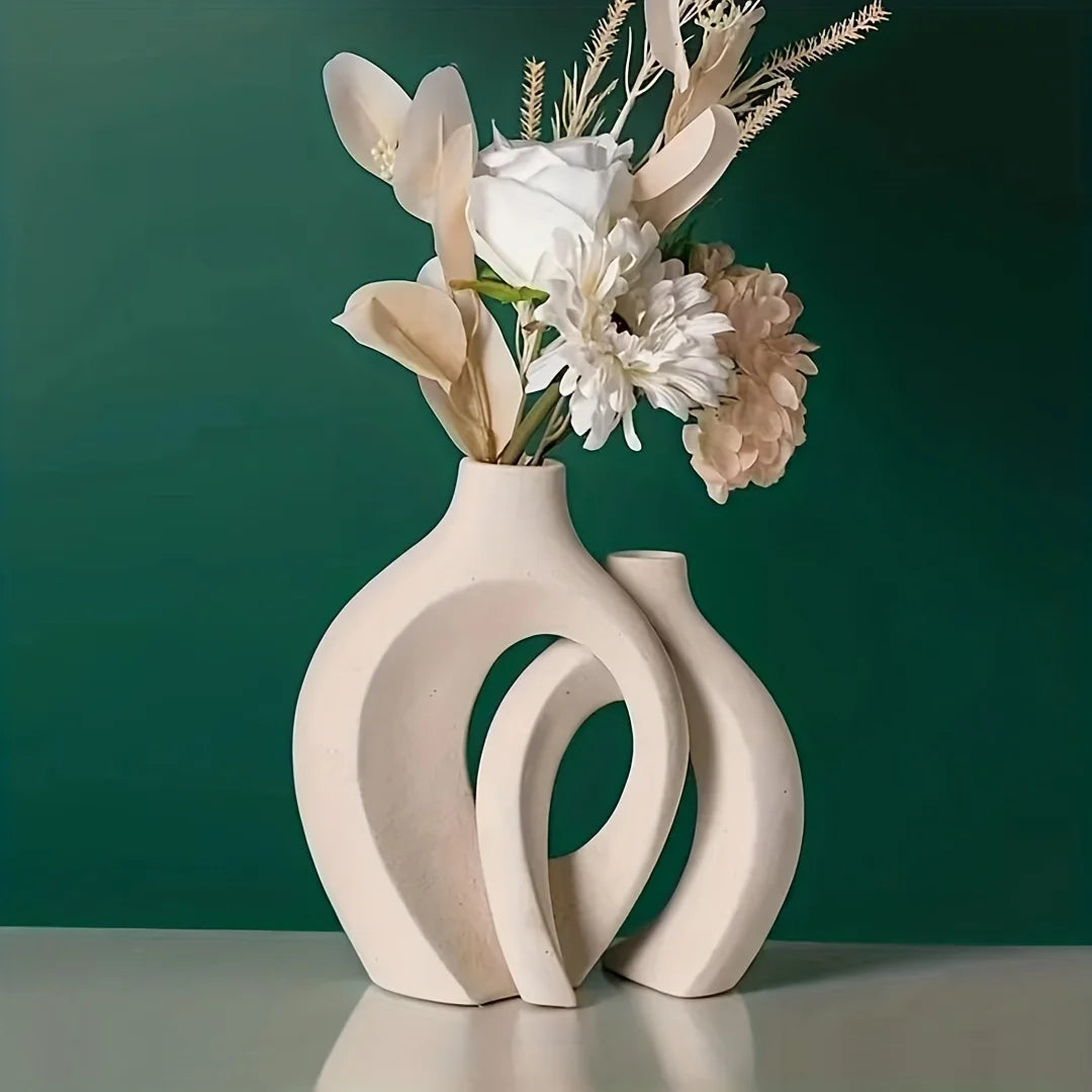 Hollow Ceramic Vase Set for Modern Decor-Vases-DECOROLALA