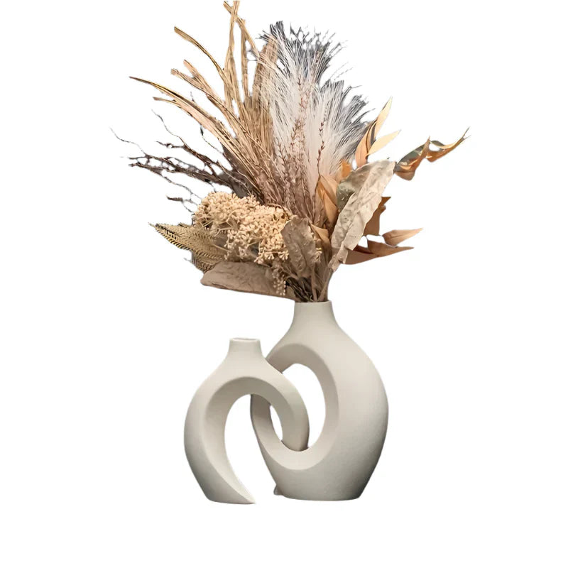 Hollow Ceramic Vase Set for Modern Decor-Vases-DECOROLALA