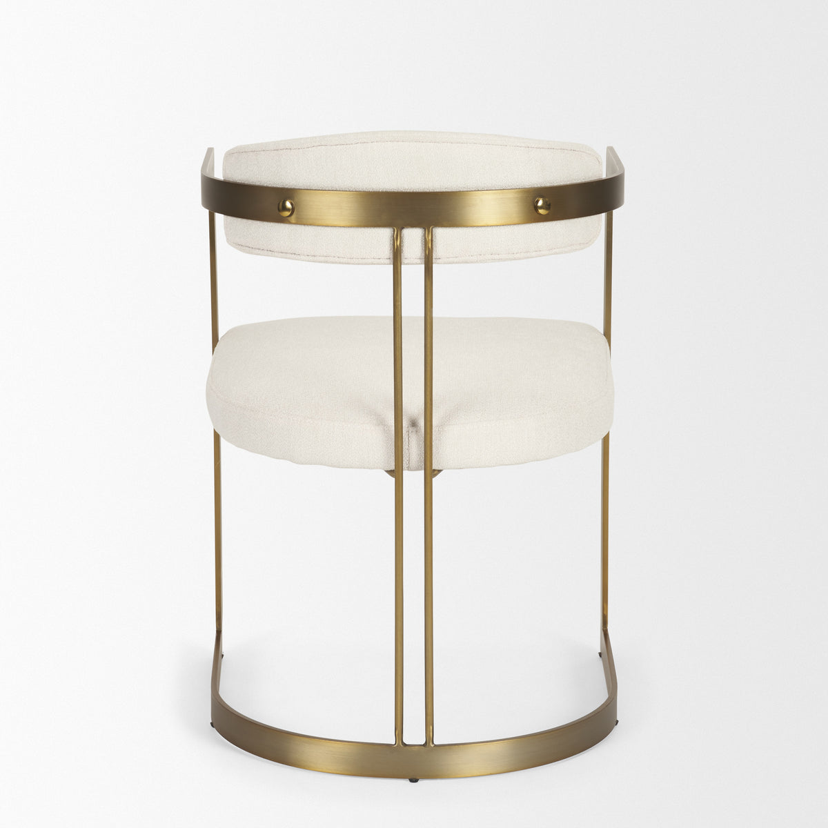 Hollyfield Curved Back Dining Arm Chair | Cream Fabric w/ Gold Iron-Dining Chairs-DECOROLALA