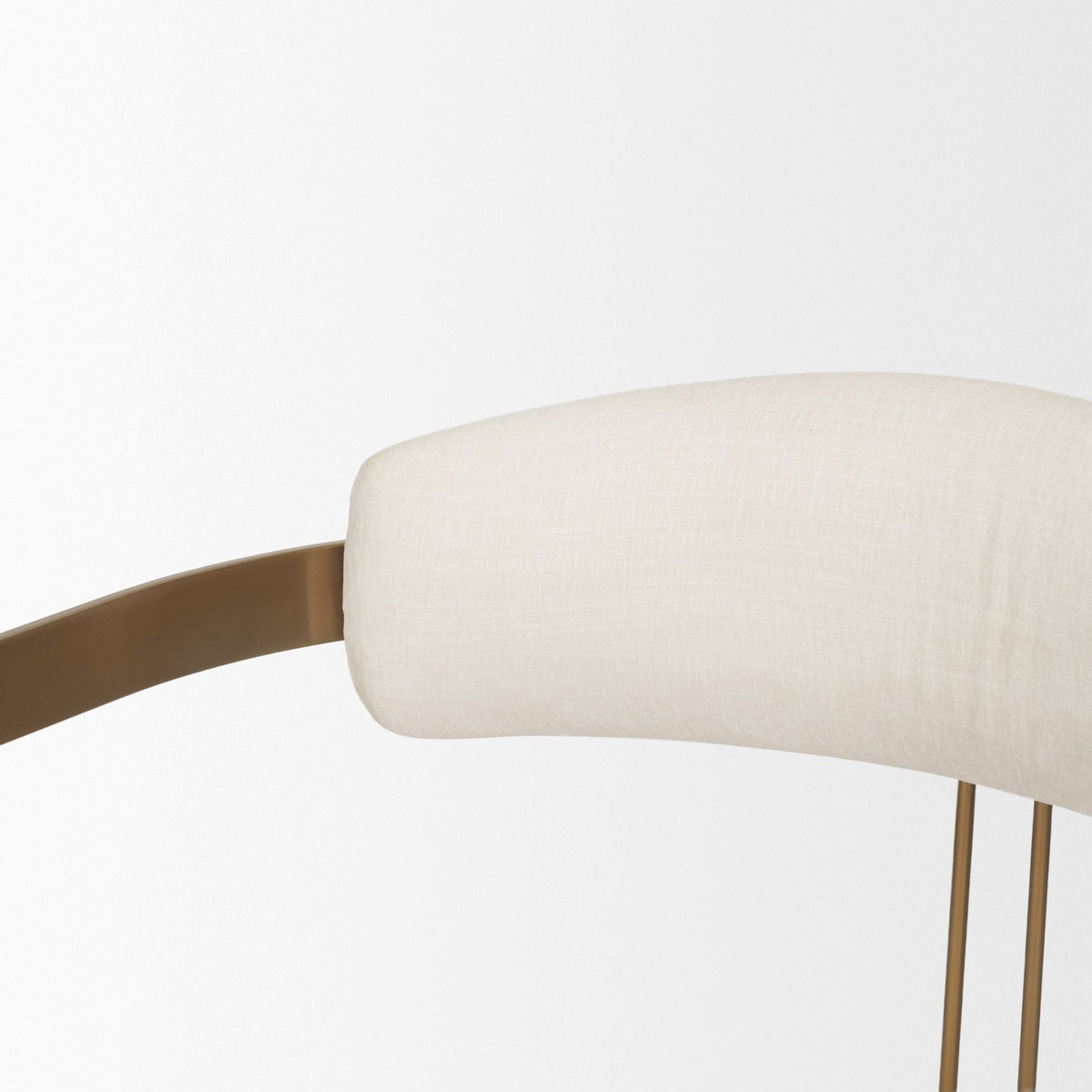 Hollyfield Curved Back Dining Arm Chair | Cream Fabric w/ Gold Iron-Dining Chairs-DECOROLALA