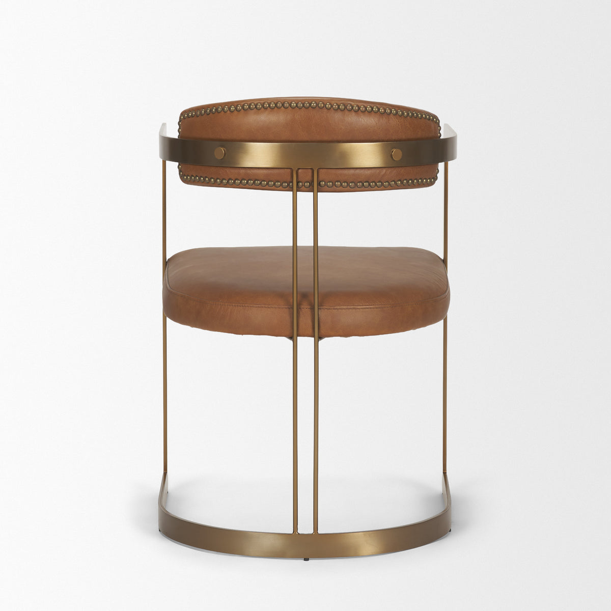 Hollyfield Curved Back Dining Side Chair | Leather w/ Gold Iron-Dining Chairs-DECOROLALA