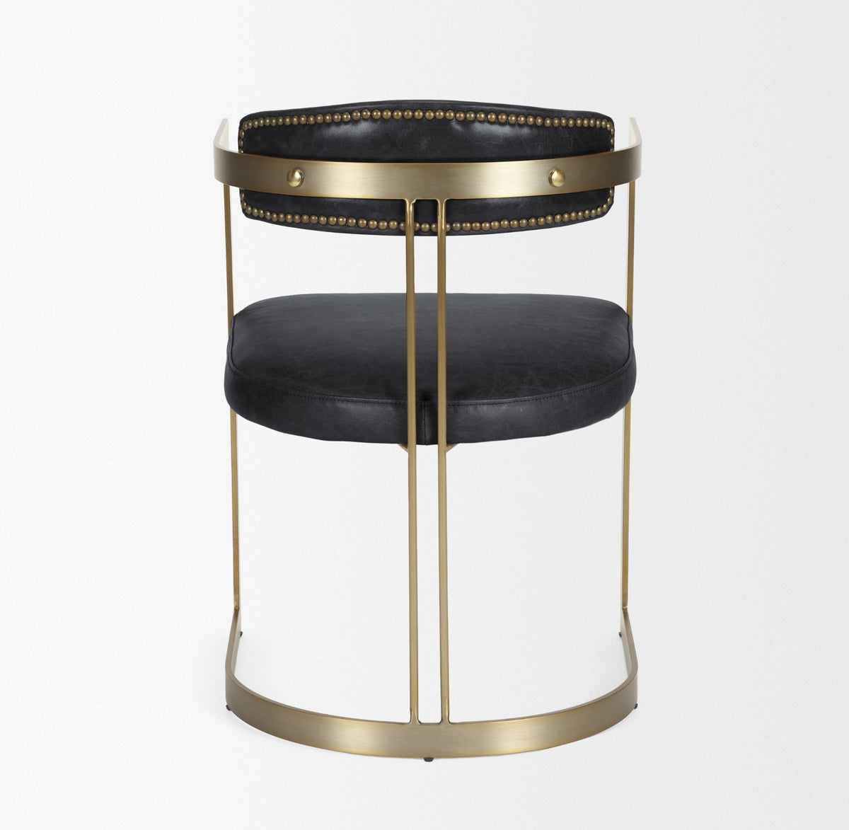Hollyfield Curved Back Dining Side Chair | Leather w/ Gold Iron-Dining Chairs-DECOROLALA