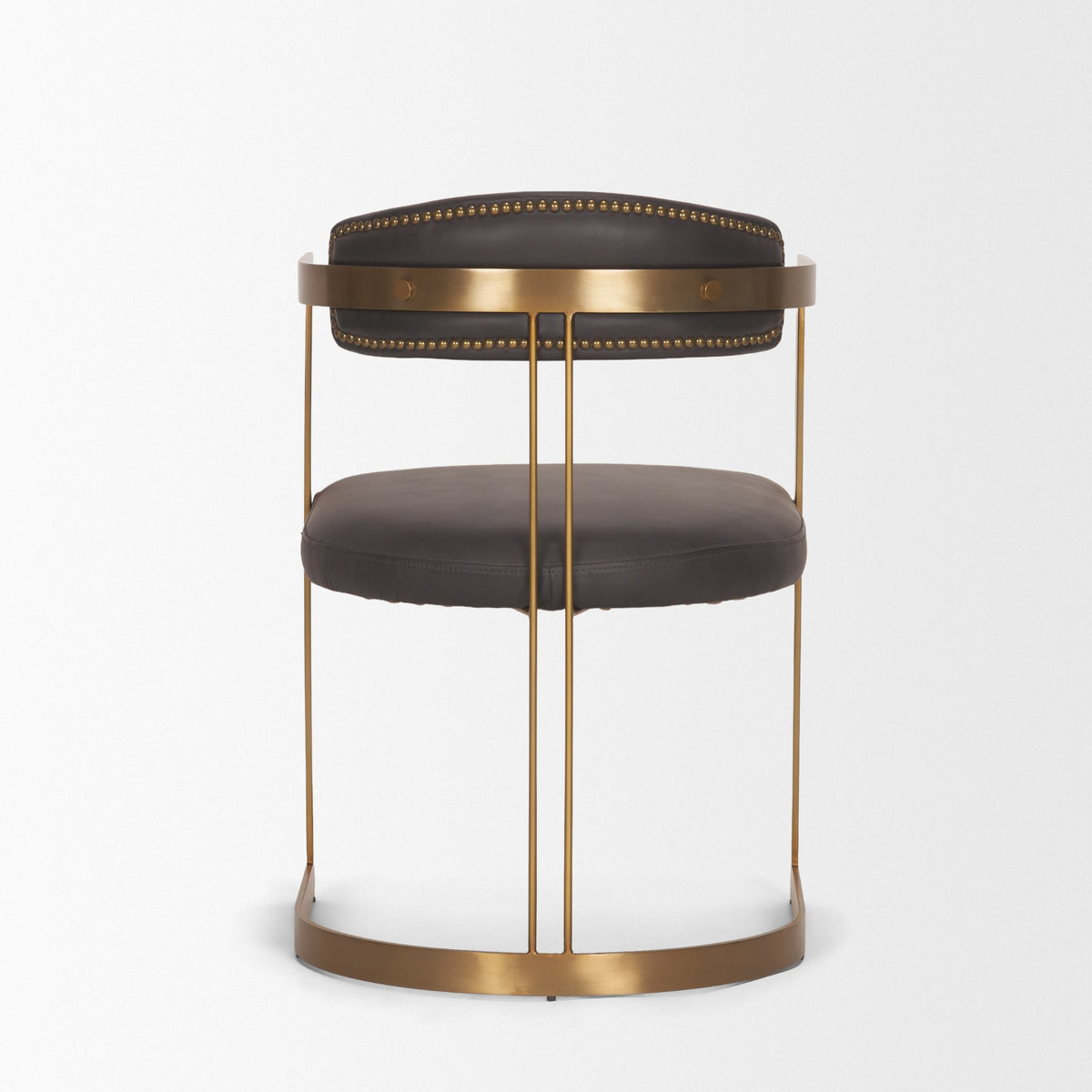 Hollyfield Curved Back Dining Side Chair | Leather w/ Gold Iron-Dining Chairs-DECOROLALA