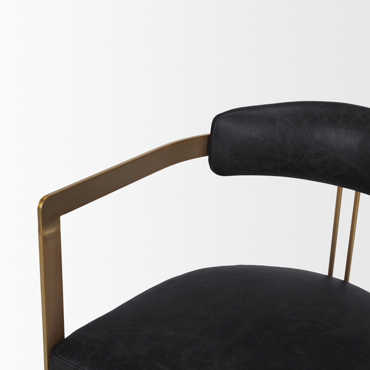Hollyfield Curved Back Dining Side Chair | Leather w/ Gold Iron-Dining Chairs-DECOROLALA