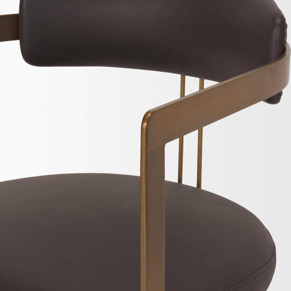 Hollyfield Curved Back Dining Side Chair | Leather w/ Gold Iron-Dining Chairs-DECOROLALA