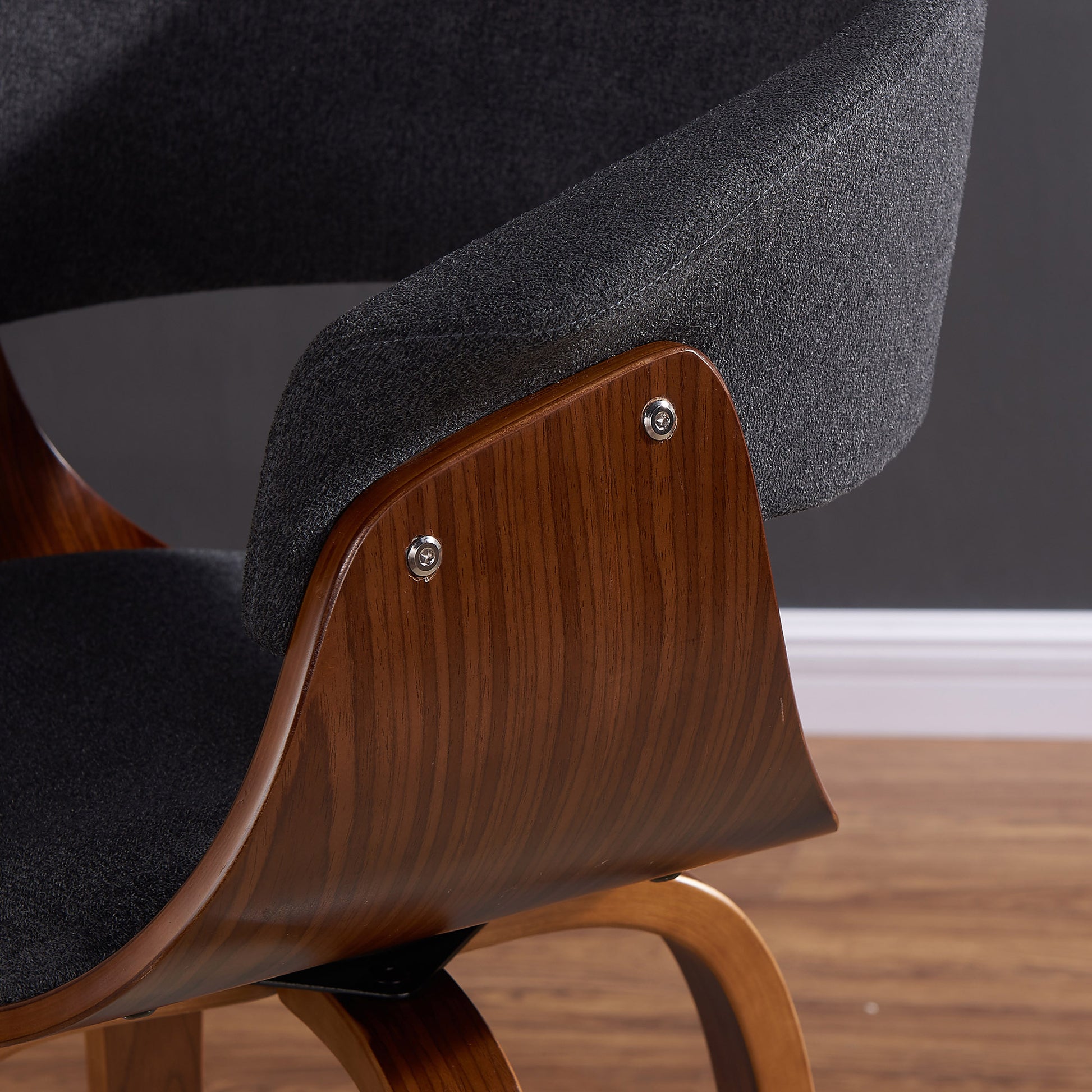 Holt Accent Chair - Charcoal Grey Fabric Mid-Century Modern-DECOROLALA
