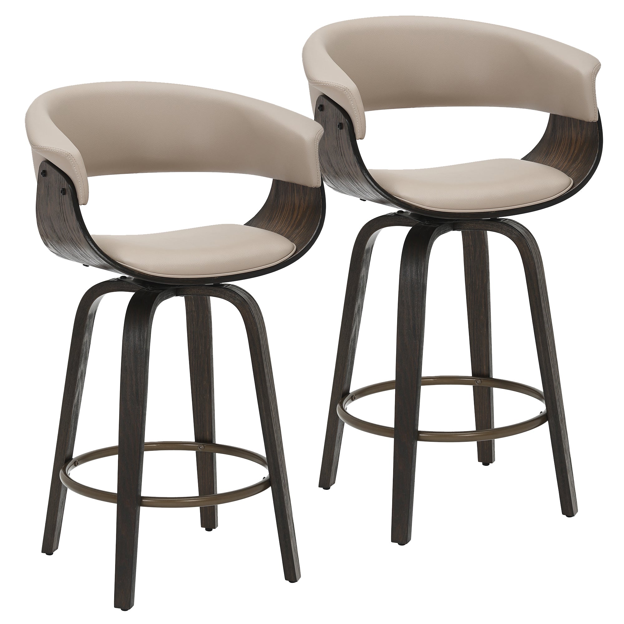 Holt Mid-Century Counter Stool - Mushroom Walnut Swivel-DECOROLALA