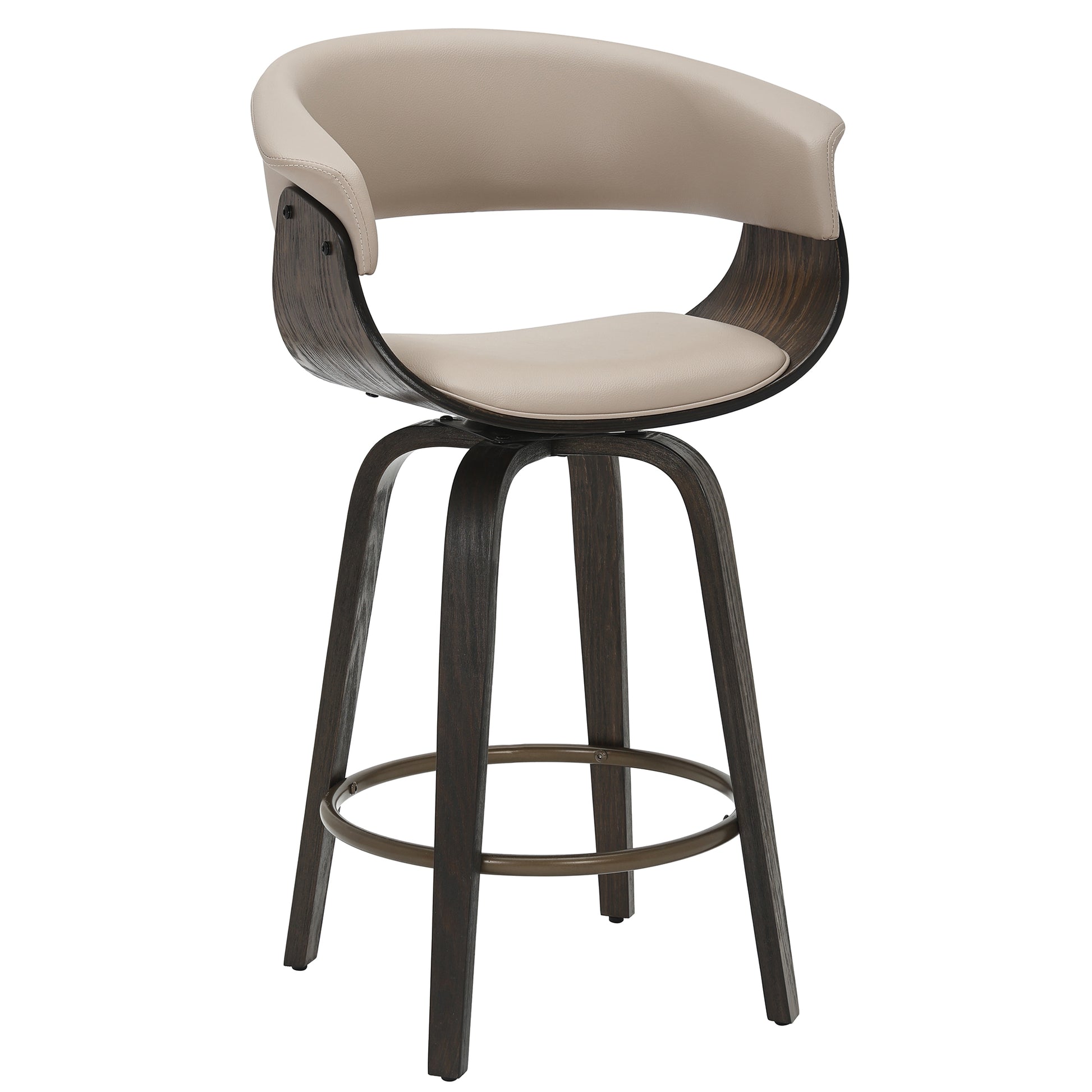 Holt Mid-Century Counter Stool - Mushroom Walnut Swivel-DECOROLALA
